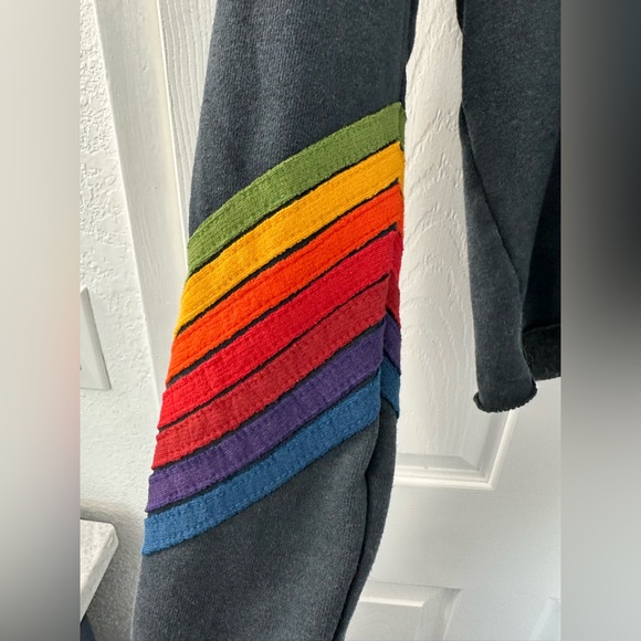 Aviator Nation Bolt Stitch Chevron6 Split Neck- Raglan Pullover Crop Hoodie Blue - Picture 5 of 8